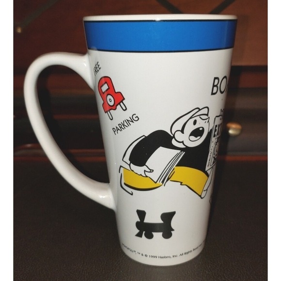 Two Tall Monopoly Cups Mugs ©1999 Hasbro - Picture 2 of 9